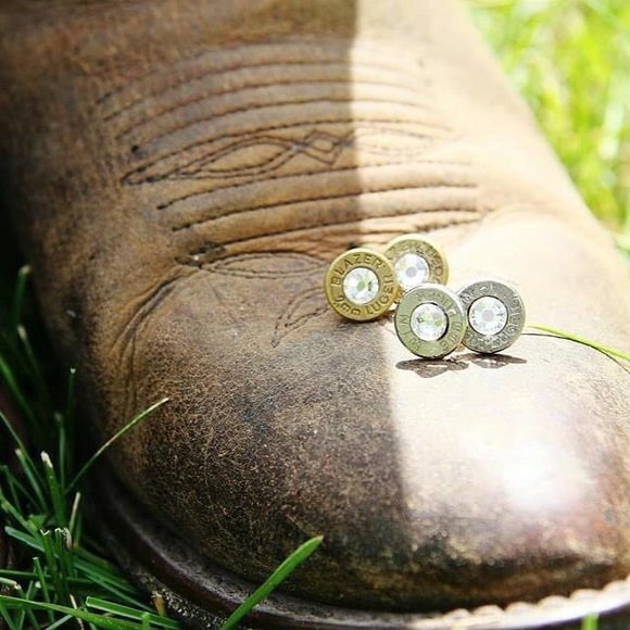 Bullet Casing Gold Earrings - Picture 1 of 2